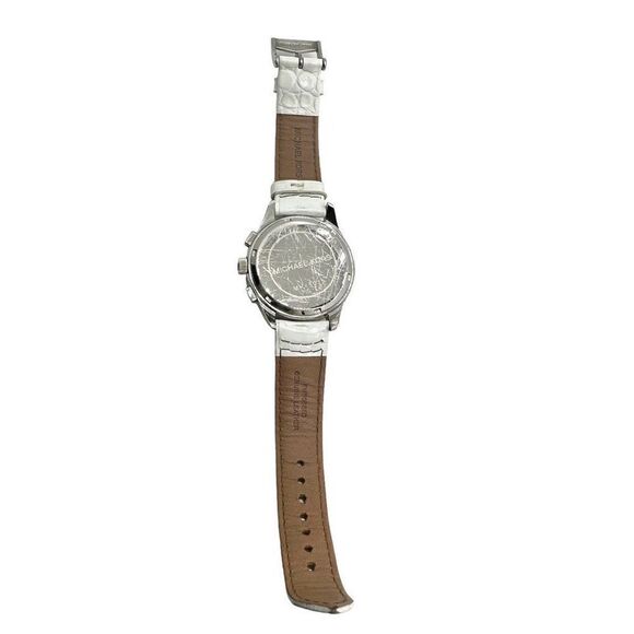 Michael Kors Women's Wristwatch Embossed Genuine Leather Stainless Steel White - Picture 5 of 9